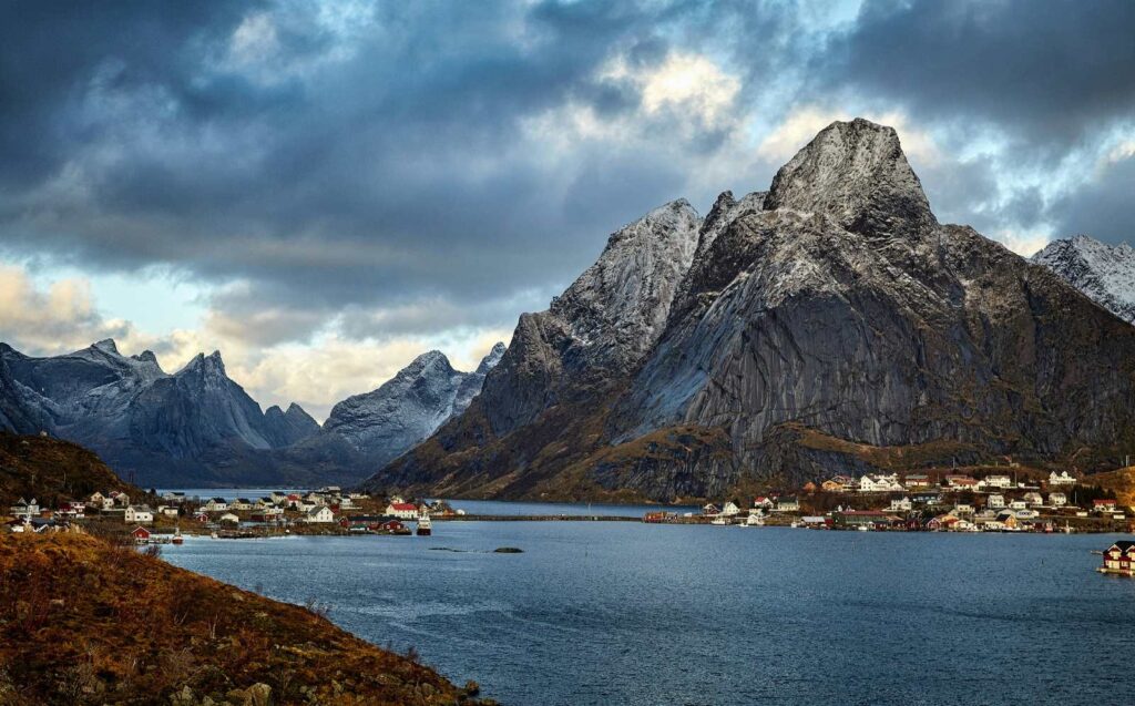 Paesaggio di Reine nelle isole Lofoten, Norvegia